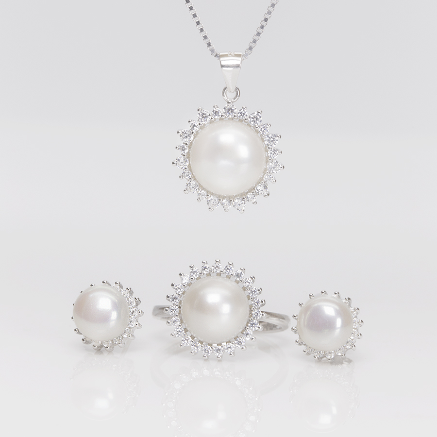 Bộ trang sức ngọc trai thiên nhiên T-3 Bảo Ngọc Jewelry