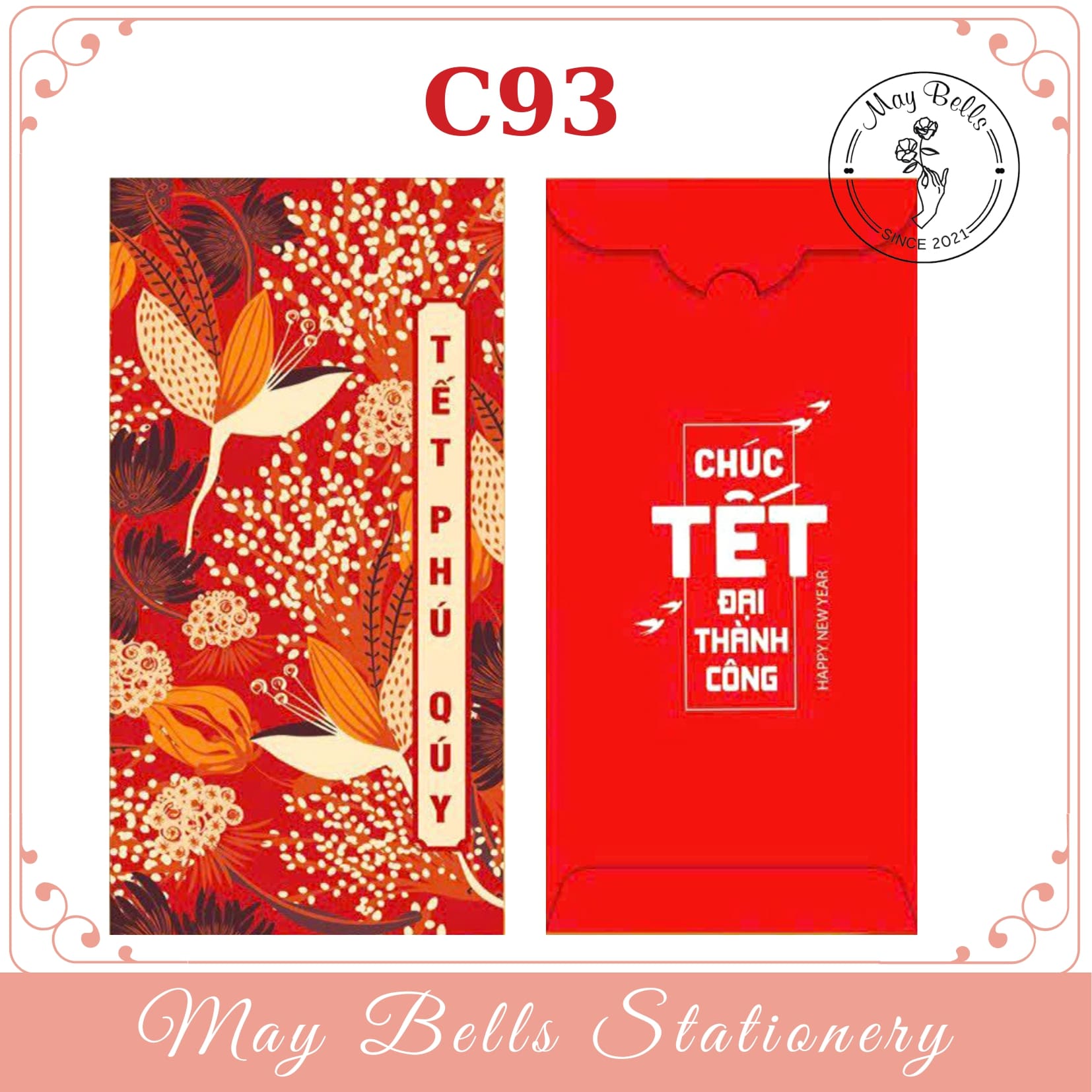 Bao Lì Xì Tết 2024 Giáp Thìn Mẫu HOA LÁ Được Chọn Mẫu, Bao Lì Xì Mừng Tuối Sang Trọng