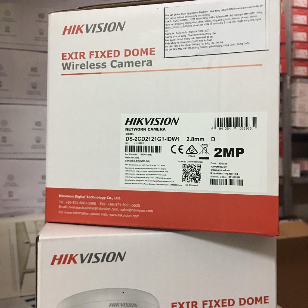 Camera Wifi IP Bán Cầu Hikvision DS-2CD2121G1-IDW1, H.265+,Phát hiện chuyển động,video giả mạo. DWDR;3D DNR- Hàng Chính Hãng