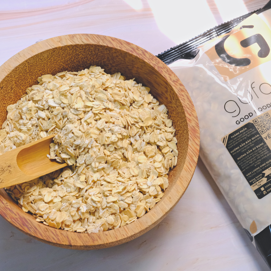 Yến Mạch Tươi Cán Mỏng  GUfoods 500g - Ăn Kiêng, Giàu Chất Xơ, Hỗ Trợ Giảm Cân, Tập Gym, Eat Clean