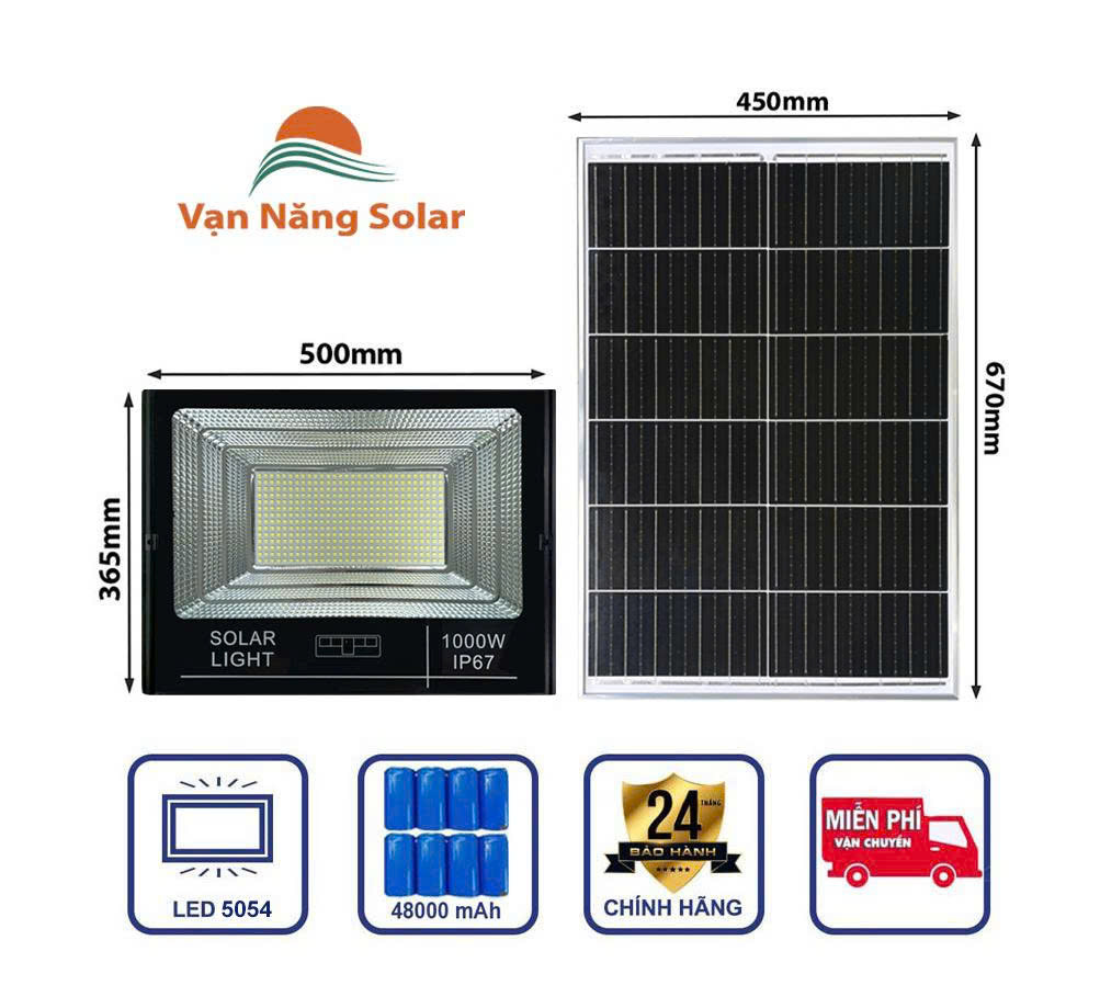 Đèn Pha Năng Lượng Mặt Trời 1000w ( hạt led 5054 )
