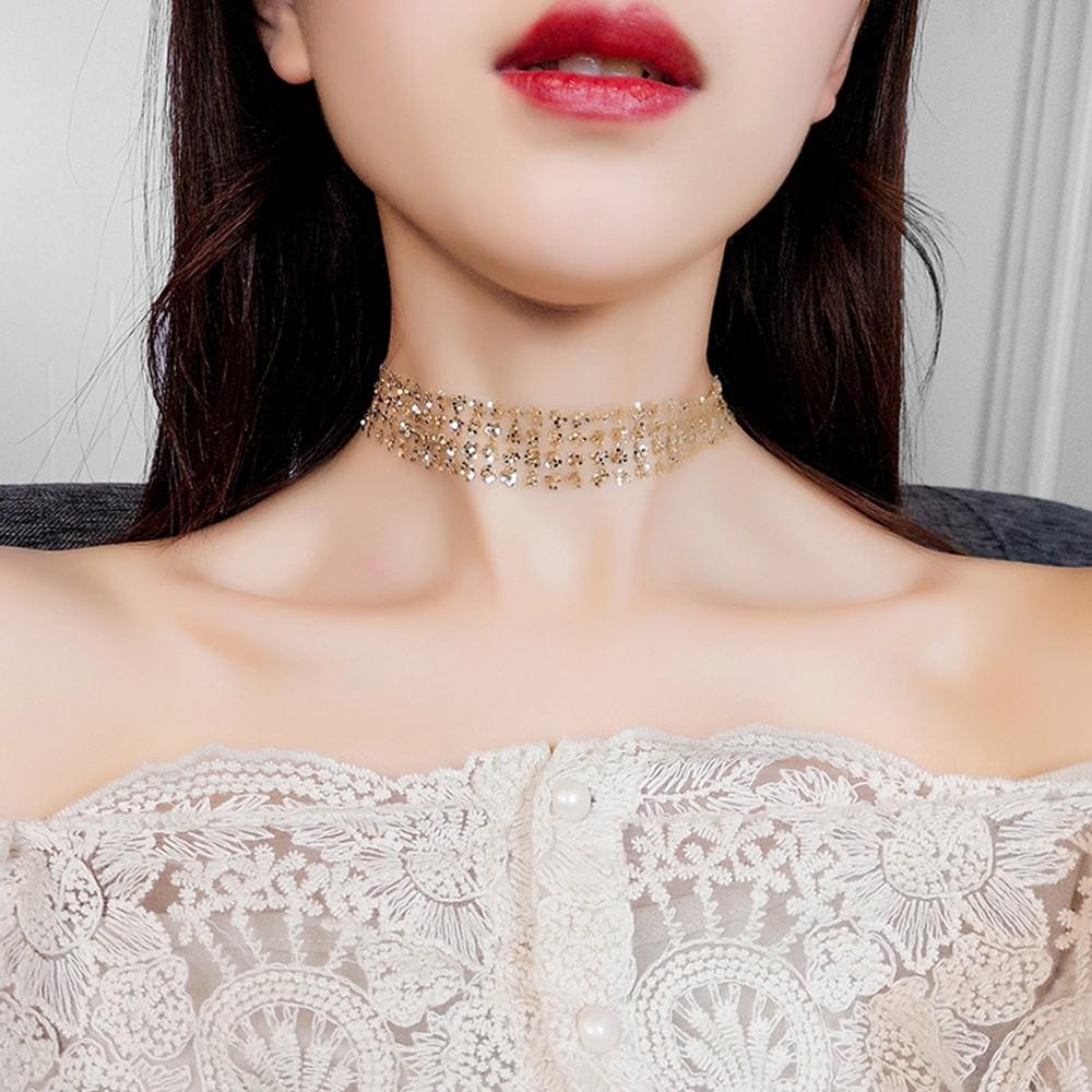 Chuỗi vòng cổ nữ choker kim tuyến