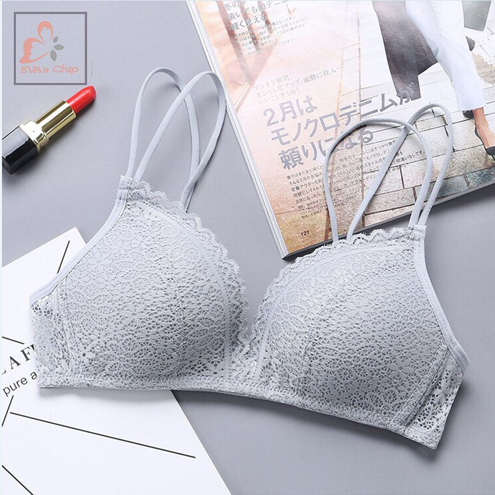 Hình ảnh  Bộ ĐồLót Ren Nữ Không Gọng Nâng Ngực Đệm Mỏng Azuno DL01  Phong Cách Sexy Dây Đôi Không Giãn Không Quăn Sau Khi Dùng Lâu