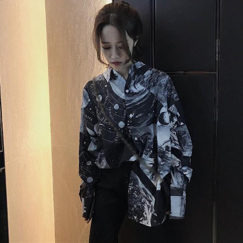 Áo Sơ Mi Nữ Tay Dài Dáng Rộng Phong Cách Hàn Quốc