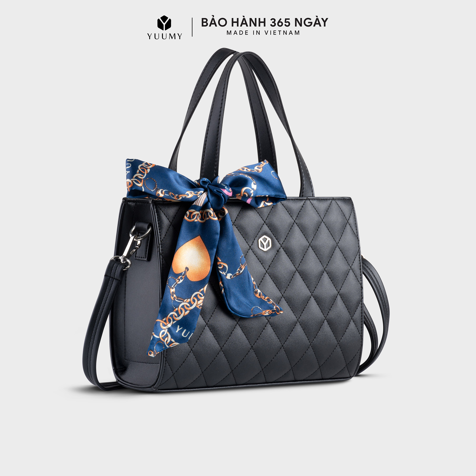 Túi Yuumy ( Thời trang nữ phối khăn thắt nơ size 25 - Túi xách da Seasand YTX45 )