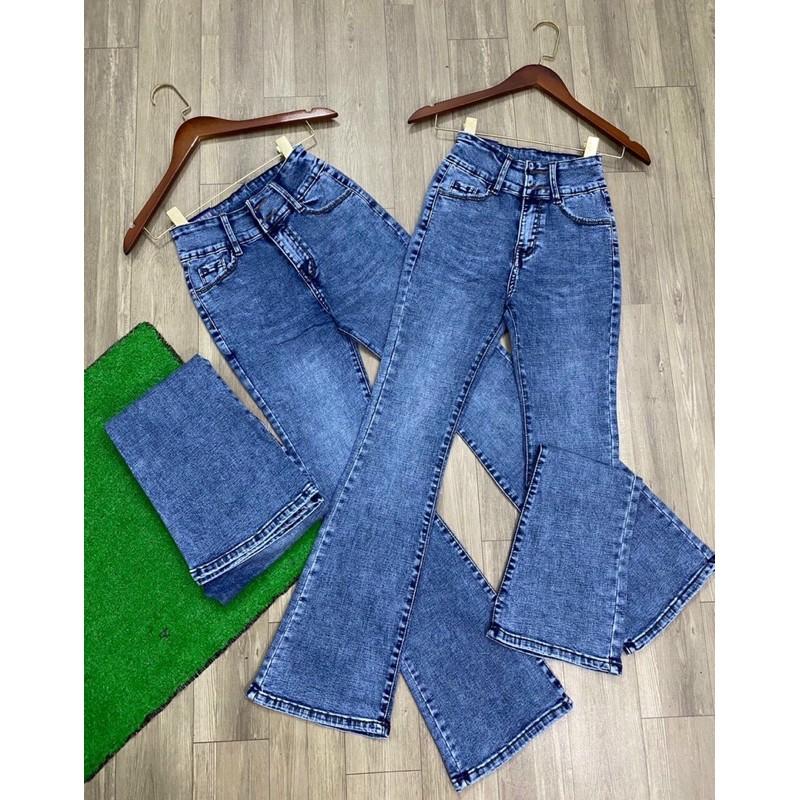 Quần Jeans Nữ Ống Loe Dài Co Giãn Tôn Dáng