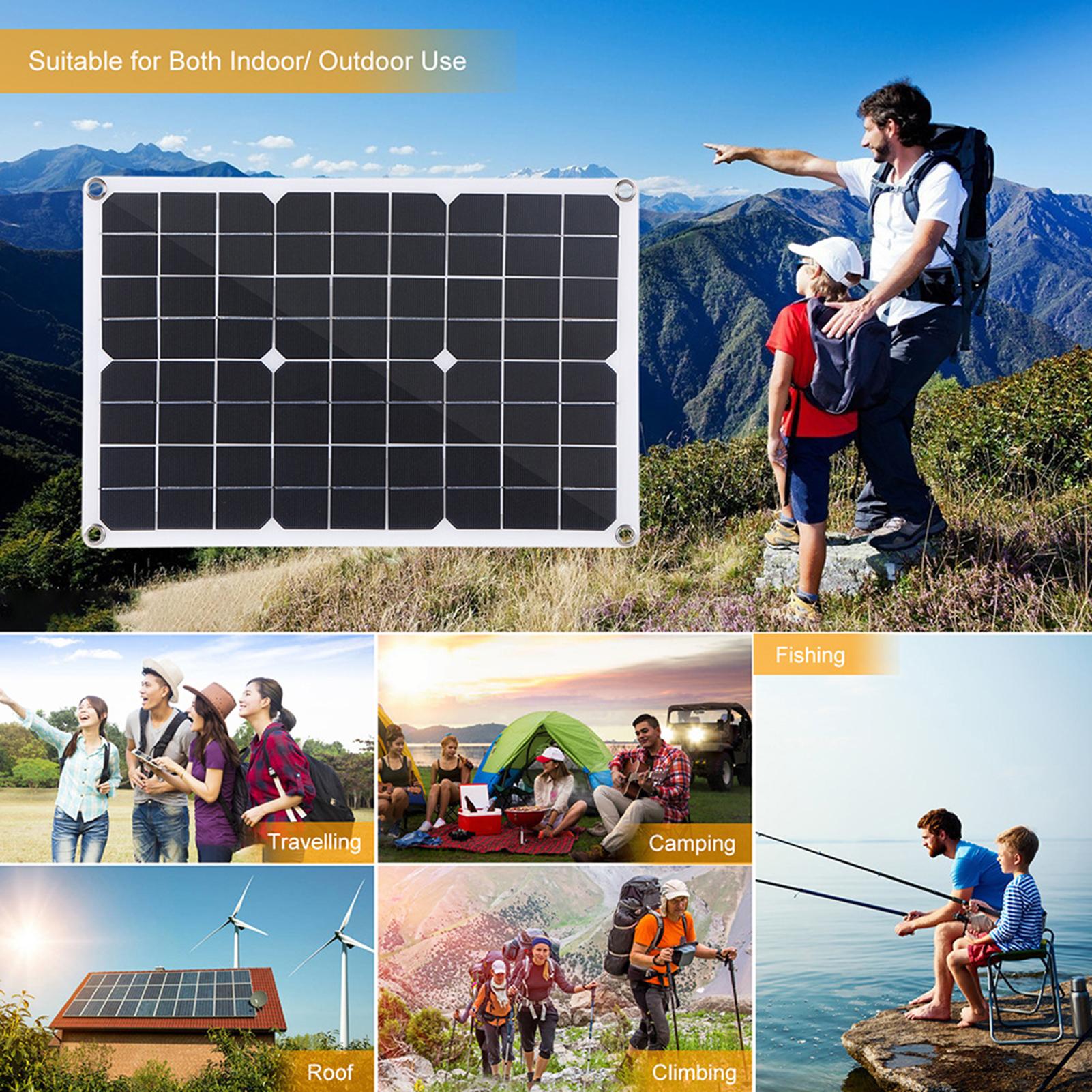 Solar Panel System 18V 20W Solar Panel 30A Charge Controller with Dual USB Car Solar Inverter Kit Complete Power Generation Supply for Mobile Phones Sports cameras, and 12V Car Batteries