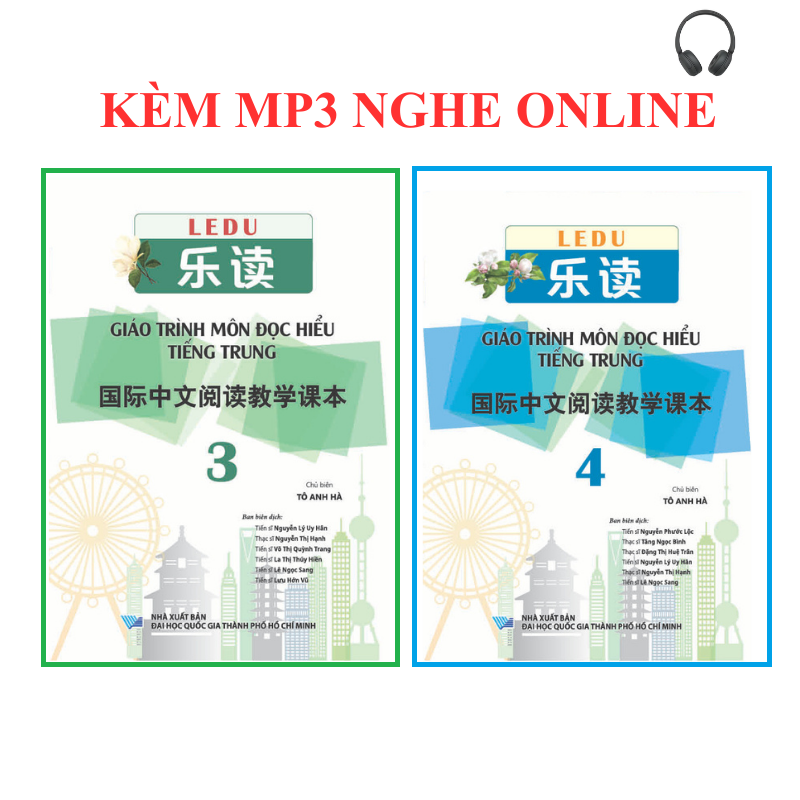 Sách-combo: LEDU Giáo trình môn đọc hiểu Tiếng Trung 3 + 4+KÈM MP3 NGHE ONLINE