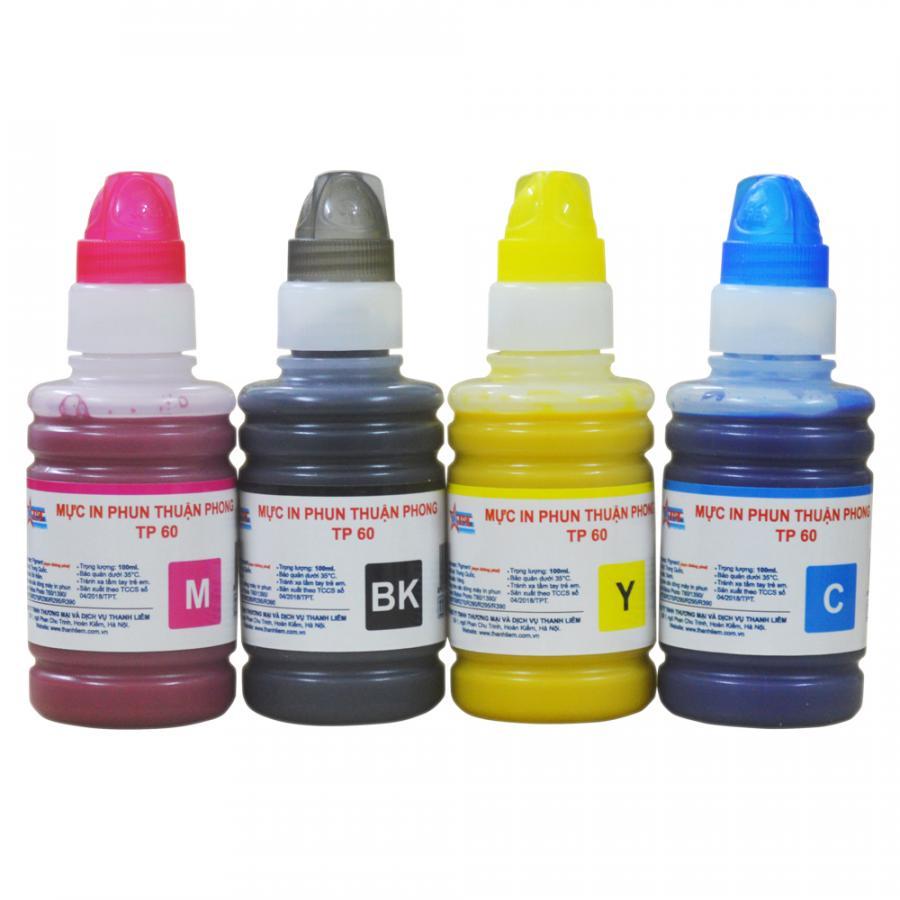 Bộ 4 Màu Mực in phun Thuận Phong PIGMENT TP60 dùng cho máy in phun Epson - Hàng Chính Hãng