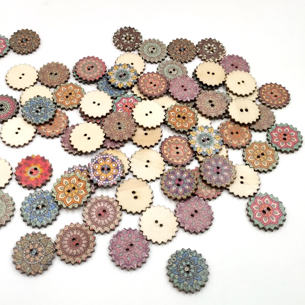 100 Miếng Sơn Gỗ Nút Cho May Craft Phụ Kiện DIY
