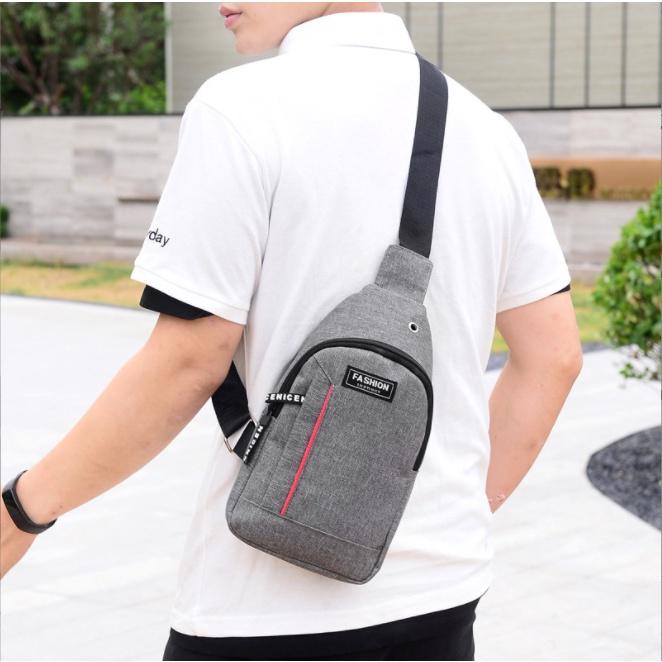 Túi đeo xách Nam thời trang túi đeo ngực túi đeo vai thể thao chống nước Chỉ đỏ