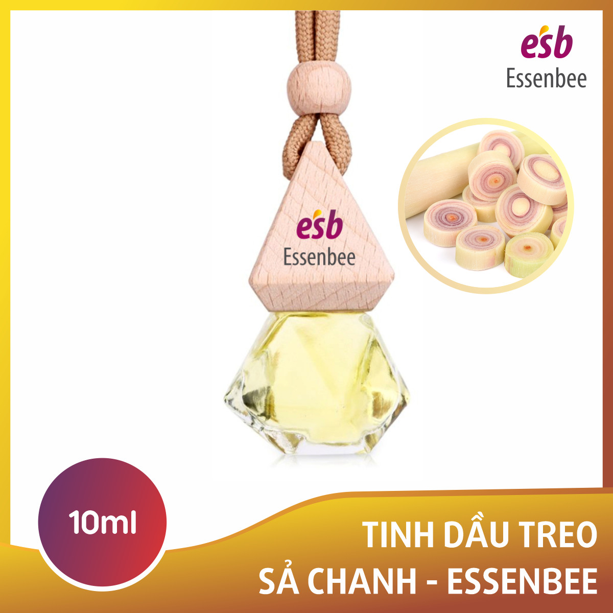 Tinh dầu Sả Chanh treo xe, treo tủ quần áo - Essenbee - 10ml