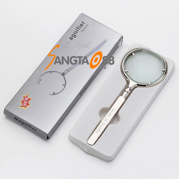 Kính lúp cầm tay 8X-60mm sang trọng, tinh tế - Tặng móc khóa tô vít đa năng 3in1