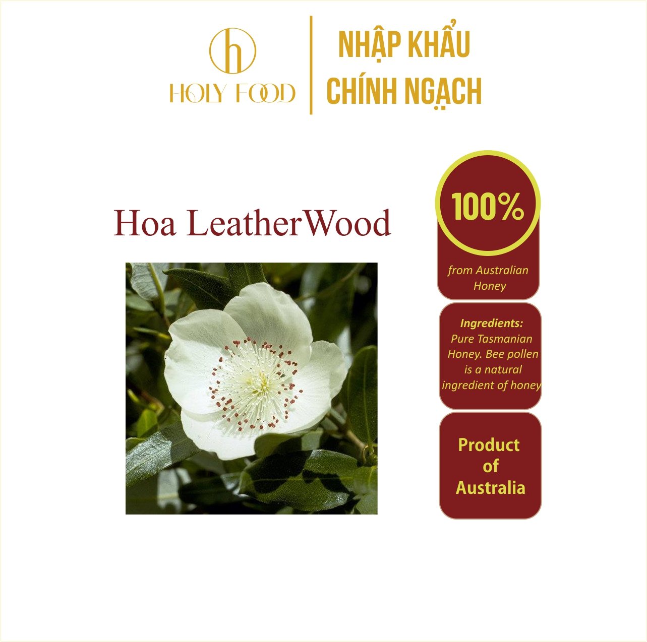 Mật ong hoa Leather Wood chính hãng Úc hiệu Pure Origins loại 250g