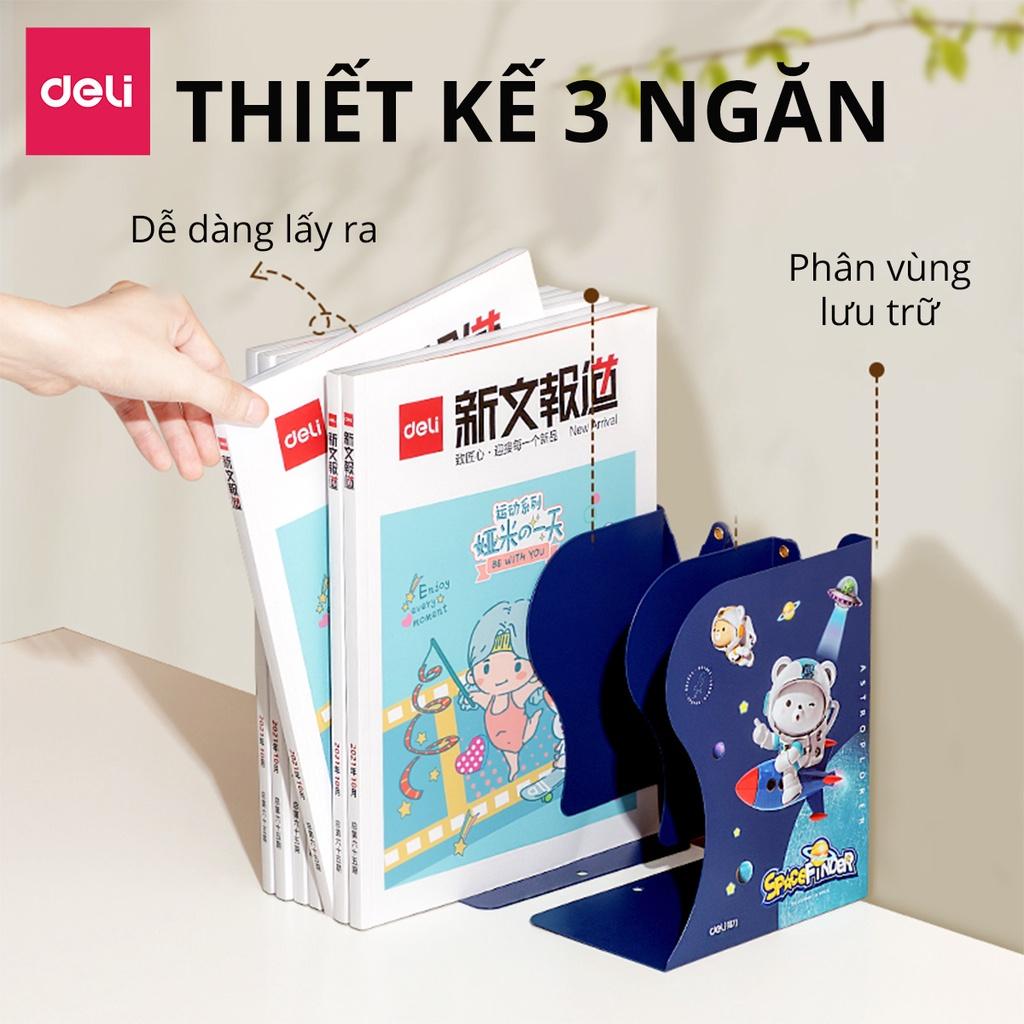 Kệ Chặn Sách Xếp Giá Đựng Tài Liệu Mở Rộng Kim Loại Deli Hình Cute Gấu Phi Hành Gia - Phù Hợp Học Sinh Văn Phòng - TB500