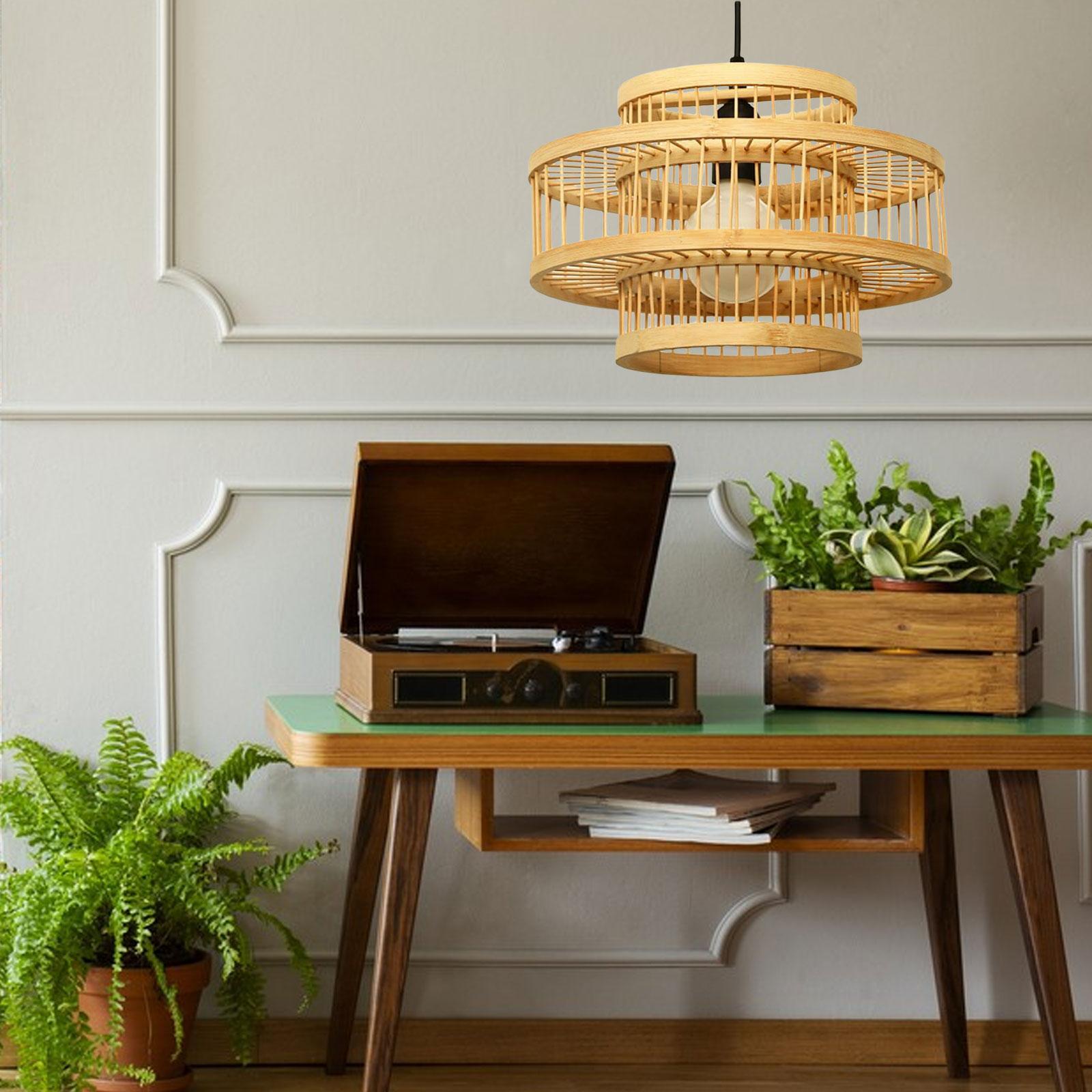 Bamboo Lamp Shade Ceiling Light Cover Chandelier for Dining Room Decor