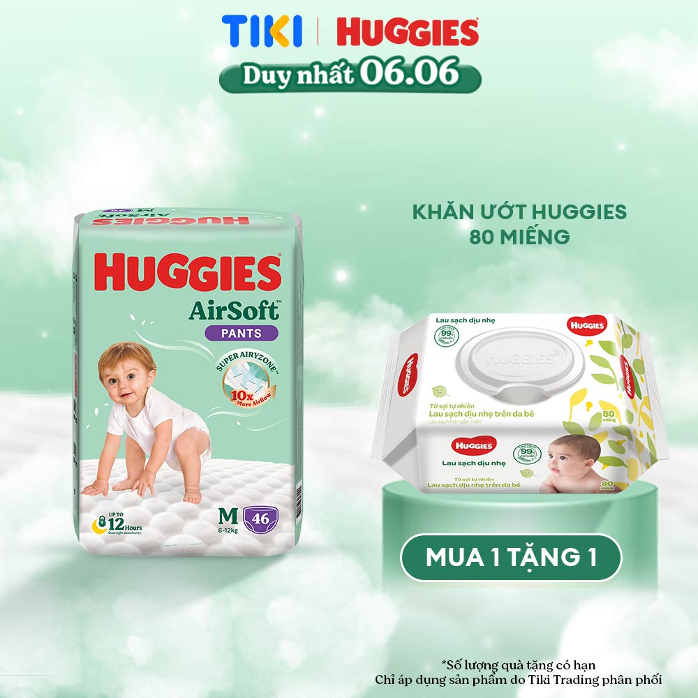 Tã quần Huggies Airsoft size M gói 46 miếng