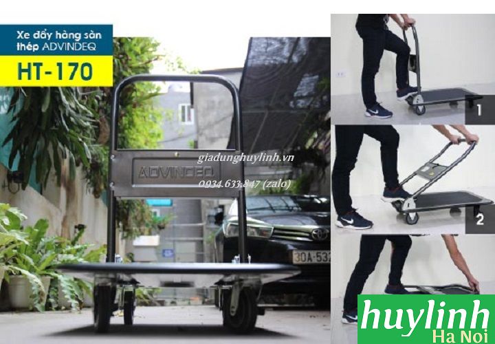 Xe kéo đẩy hàng sàn thép Advindeq HT-170 - Tải trọng 170kg - Chính hãng