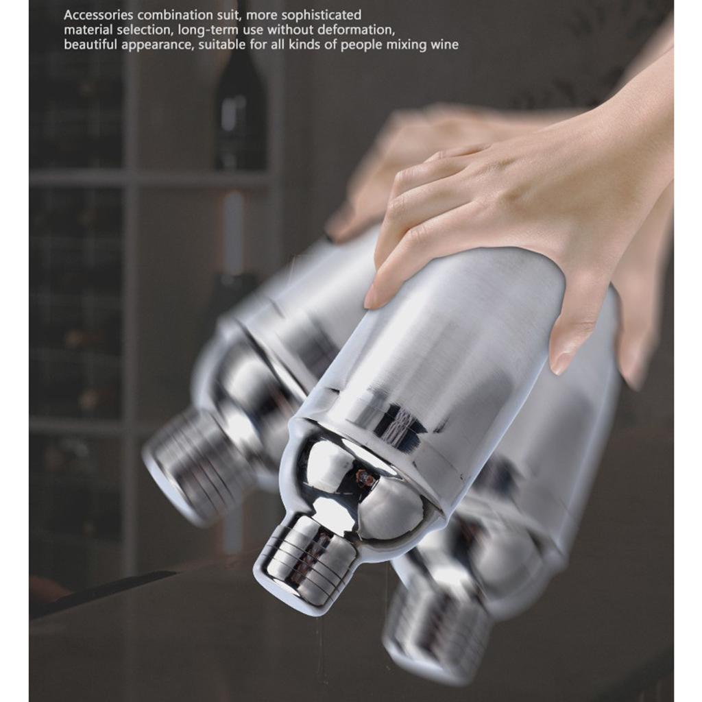 10pcs/Set Stainless Steel Bartender Kit Cocktail Martini Shaker Wooden Stand Set