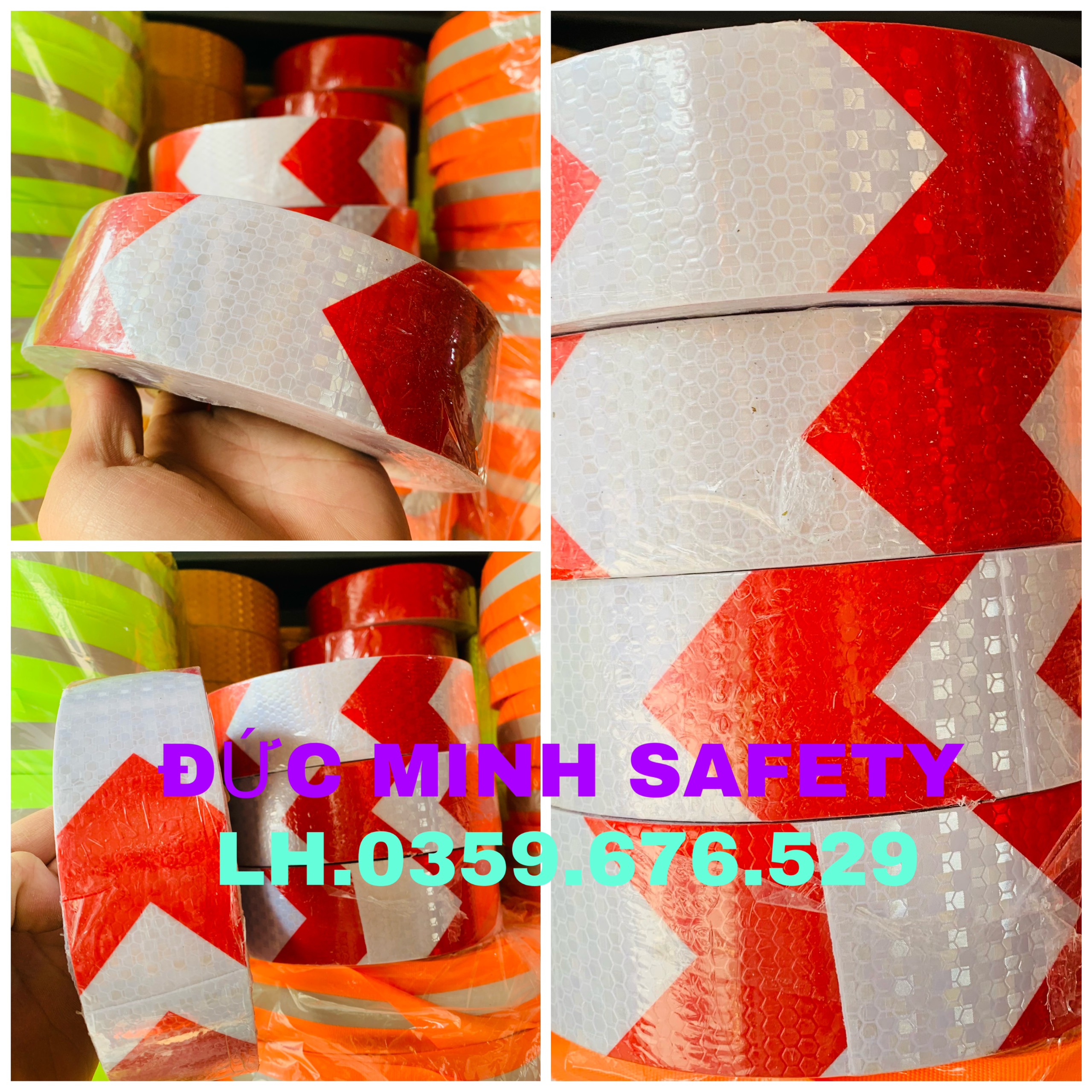 Băng Dính Phản Quang mũi tên trắng - đỏ Dán Sườn Ô Tô Xe Hơi Rộng 5cm