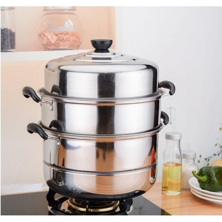 Nồi Hấp 3 Tầng Inox Size 27cm TIỆN ÍCH( Sãn hàng)