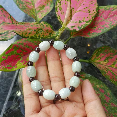 Chuỗi ống thoi Phỉ Thúy mix hạt lựu tròn S6682