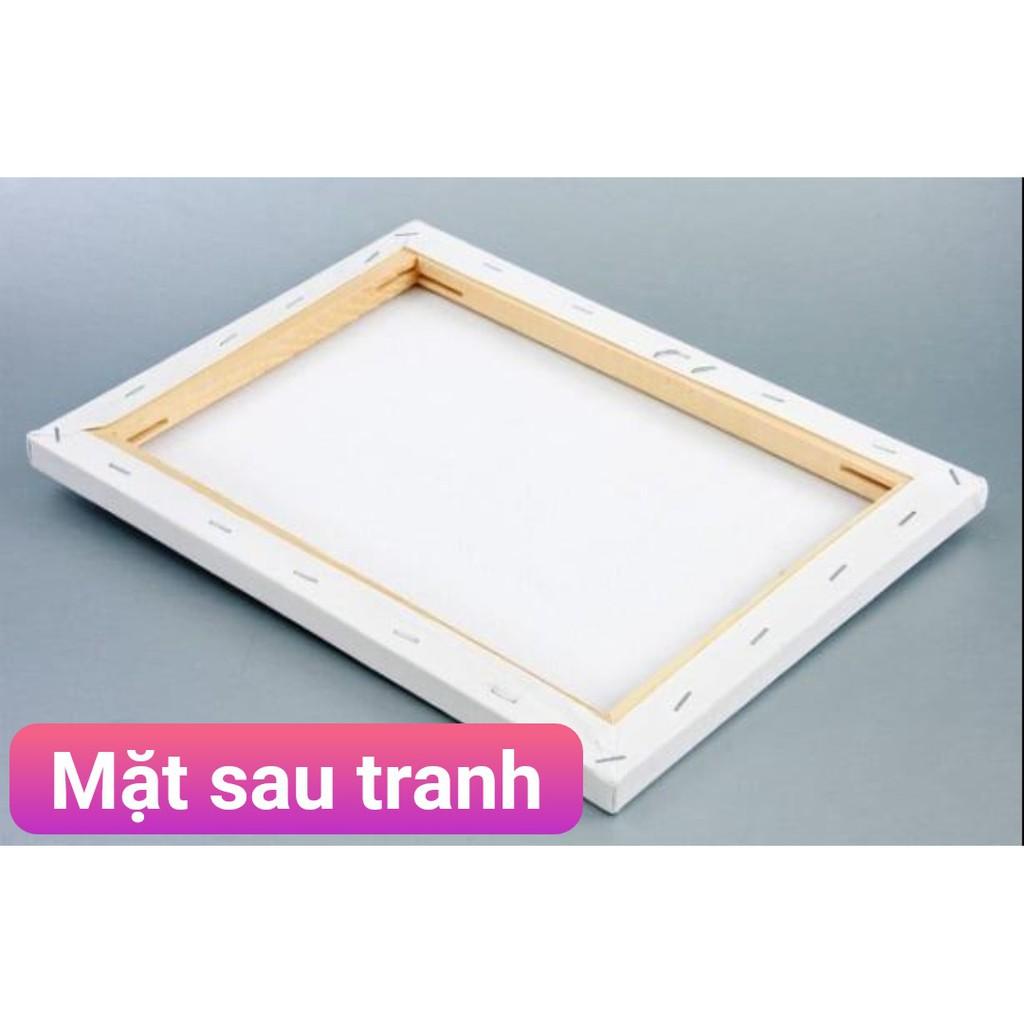 Tranh canvas trừu tượng căng khung gỗ tràn viền - combo 2 bức tặng kèm đinh ba chân