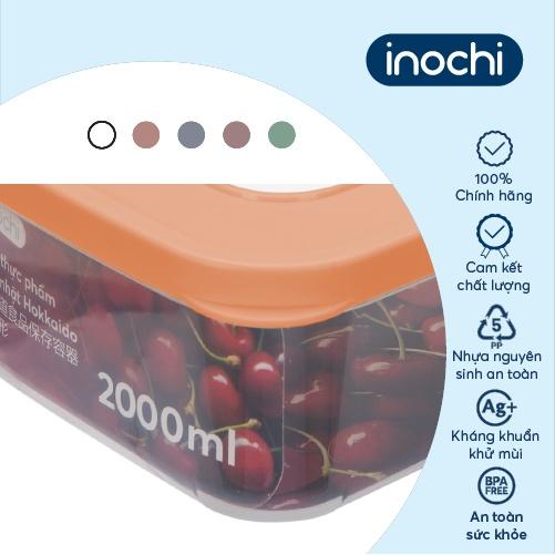 Hộp thực phẩm chữ nhật Inochi - Hokkaido 2000ml màu Xanh/Hồng/Cam