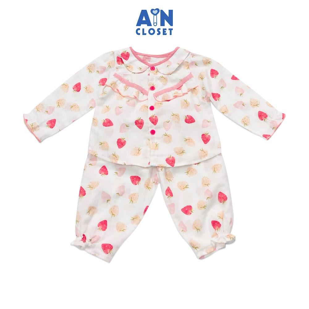 Bộ quần áo dài bé gái họa tiết Dâu Pineberry xô sợi tre - AICDBGA3CD5A - AIN Closet