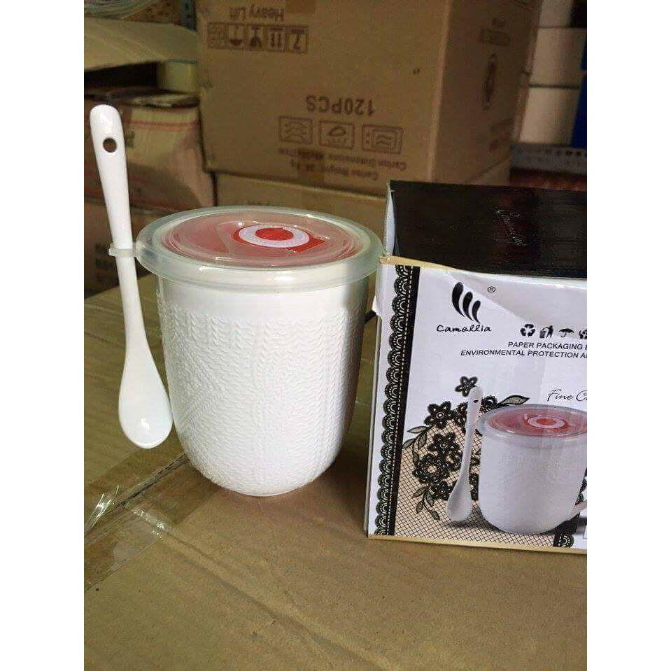 Ly sứ có nắp có muỗng