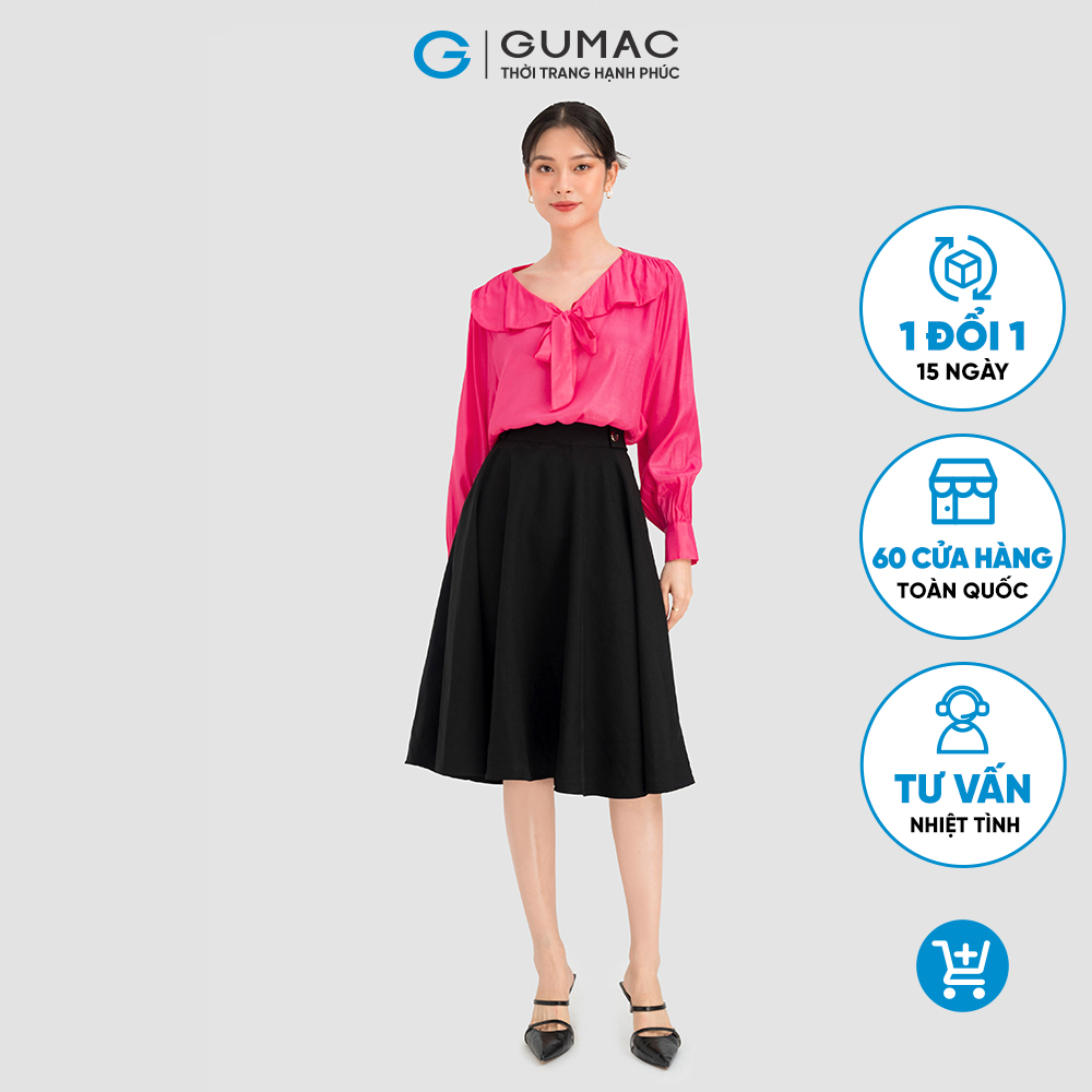 Chân váy nữ GUMAC LV0828 - LV1015 phối nút