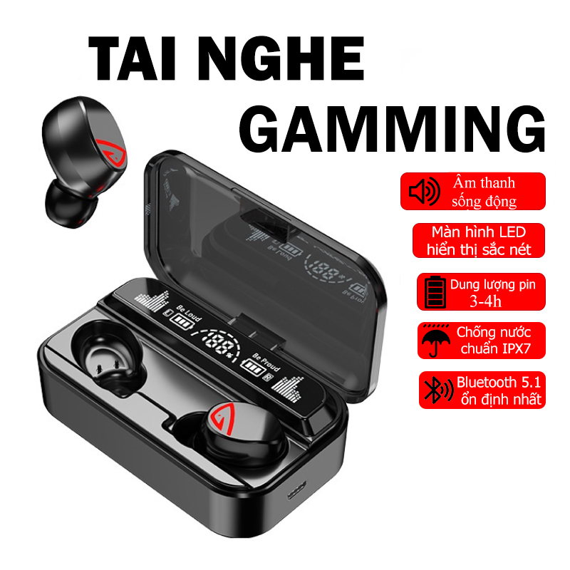 Tai nghe bluetooth gaming S10, cảm ứng, hỗ trợ đàm thoại, nghe nhạc, kiêm sạc dự phòng 2200mAh - Hàng Chính Hãng