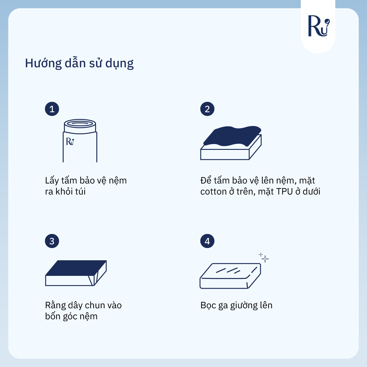 Tấm Bảo Vệ Nệm (Mattress Protector) Ru9 Chống Thấm Tuyệt Đối, Thông Thoáng - Mềm Mại | 6 Kích Thước | Nhiều Màu Sắc