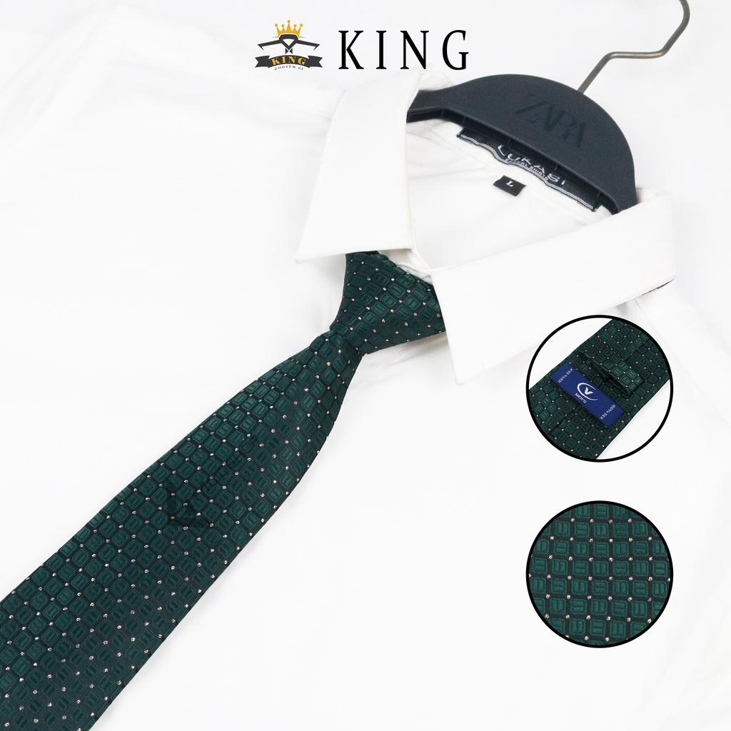 Cà vạt nam xanh đen KING bản 8cm, cravat nam, cravat cao cấp giá rẻ C008