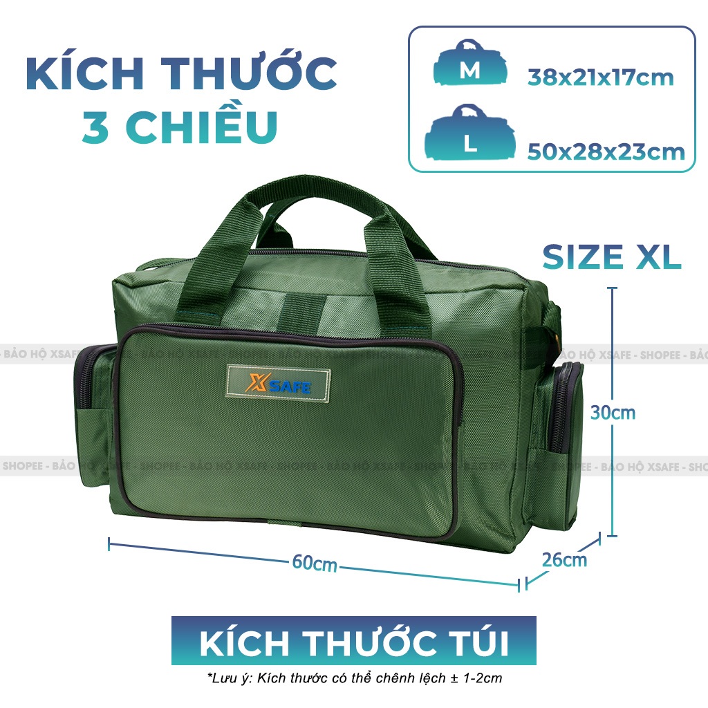 Túi đựng đồ nghề đă năng XSAFE 3 size M/L/XL, vải gáp hai lớp dày, khó sờn rách, đường chỉ may polyester chắc chắn