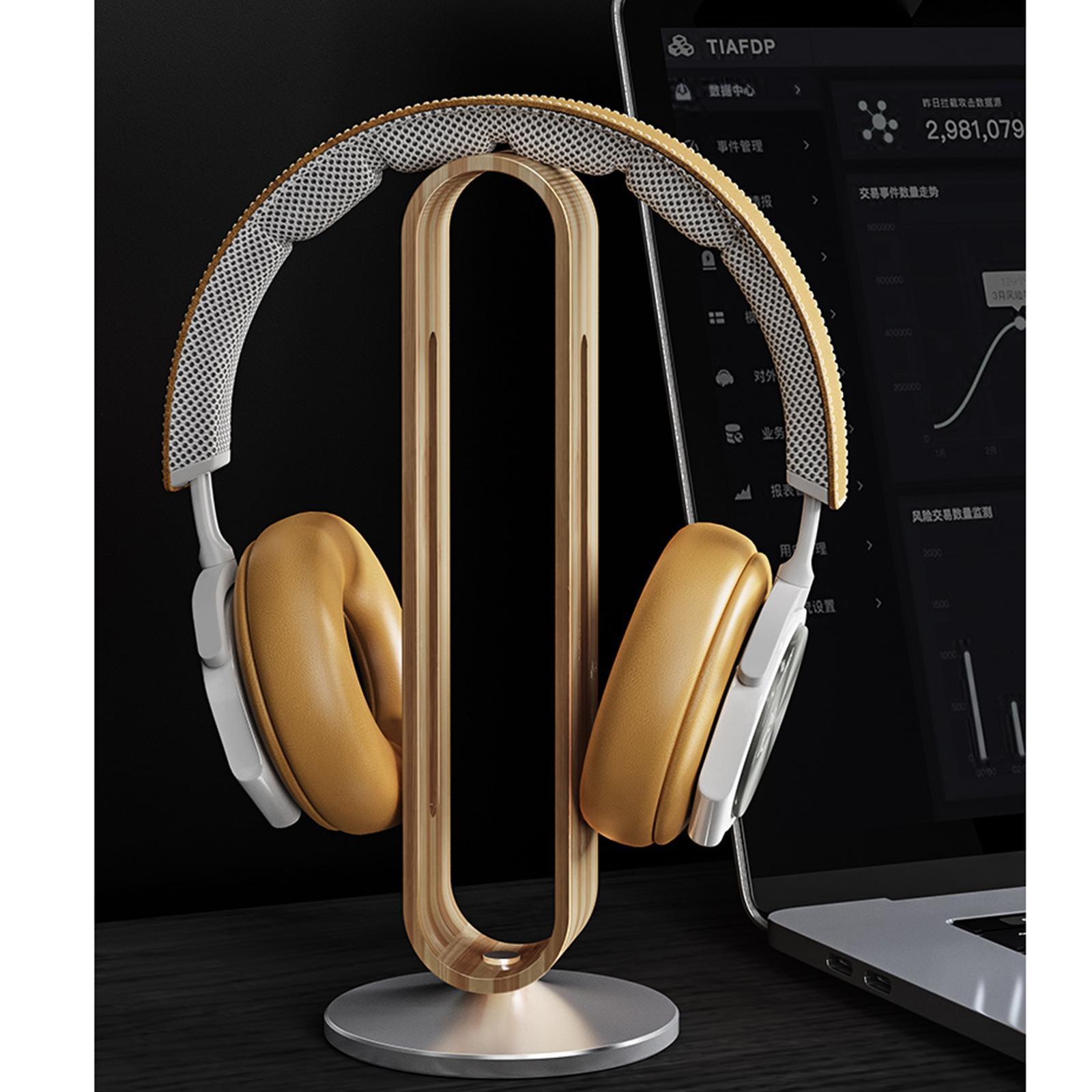 Headphone Stand Natural Wood  Mount for Most Headphones Grey