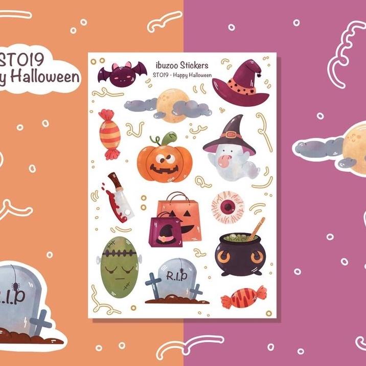 Sticker tự thiết kế - sticker sheet happy halloween - hình dán sổ, nhật kí bullet journal - unim026