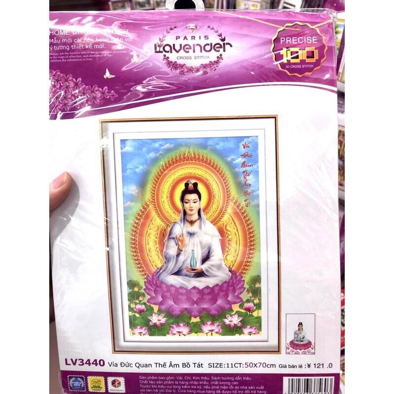 Tranh thêu chữ thập Phật Quan Âm LV3440  chưa thêu