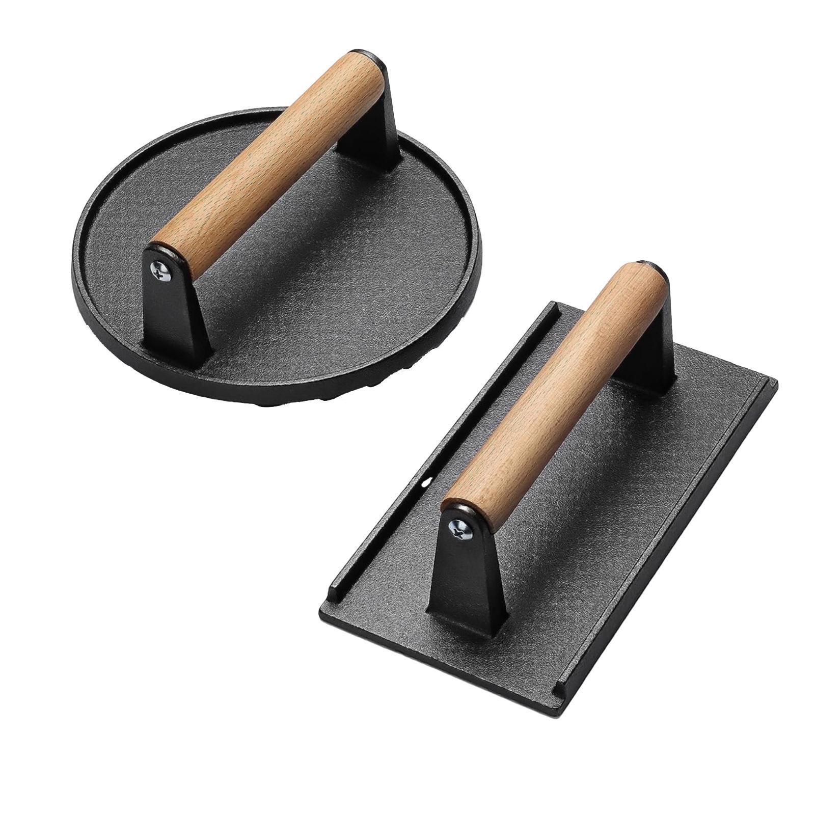 2Pcs Grill Press Patty Meat Press Tool for Outdoor Press Meat Steak Barbecue