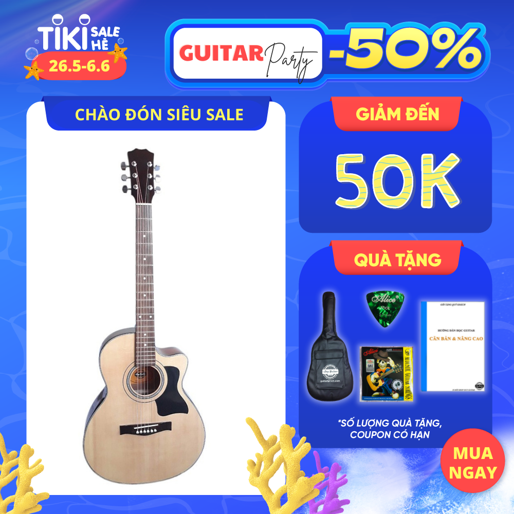 Đàn Guitar Acoustic DT70 màu gỗ tự nhiên laminate cần đàn có ty dành cho bạn mới tập Duy Guitar tặng 4 phụ kiện