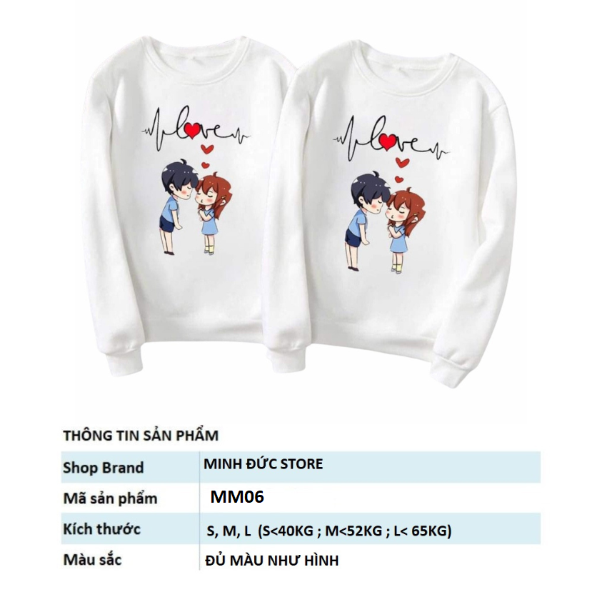 Áo Đôi Sweater Đẹp Nam Nữ MM06, Áo Đôi Với Người Yêu In Chữ Nhịp Tim