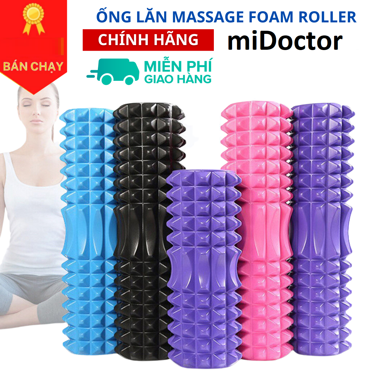 Con Lăn Foam Roller Massage Gai 33cm 45Cm Dãn Cơ Tập Gym, Yoga, Thể Hình miDoctor