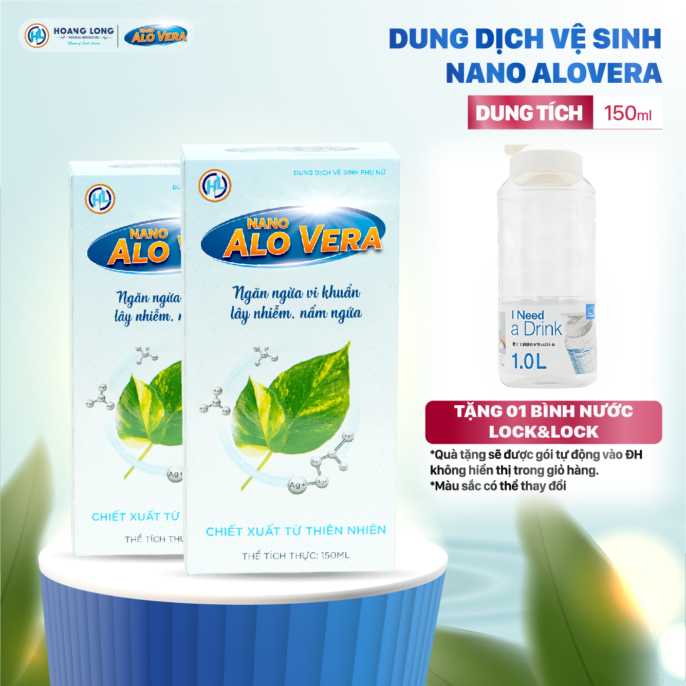 (Mua 2 Tặng 1 - Chọn Quà Trong Giỏ hàng) Dung Dịch Vệ Sinh Nano AloVera Chai Lớn (150ml) - Hỗ Trợ Điều Trị Viêm Nhiễm Phụ Khoa Nam Nữ Women