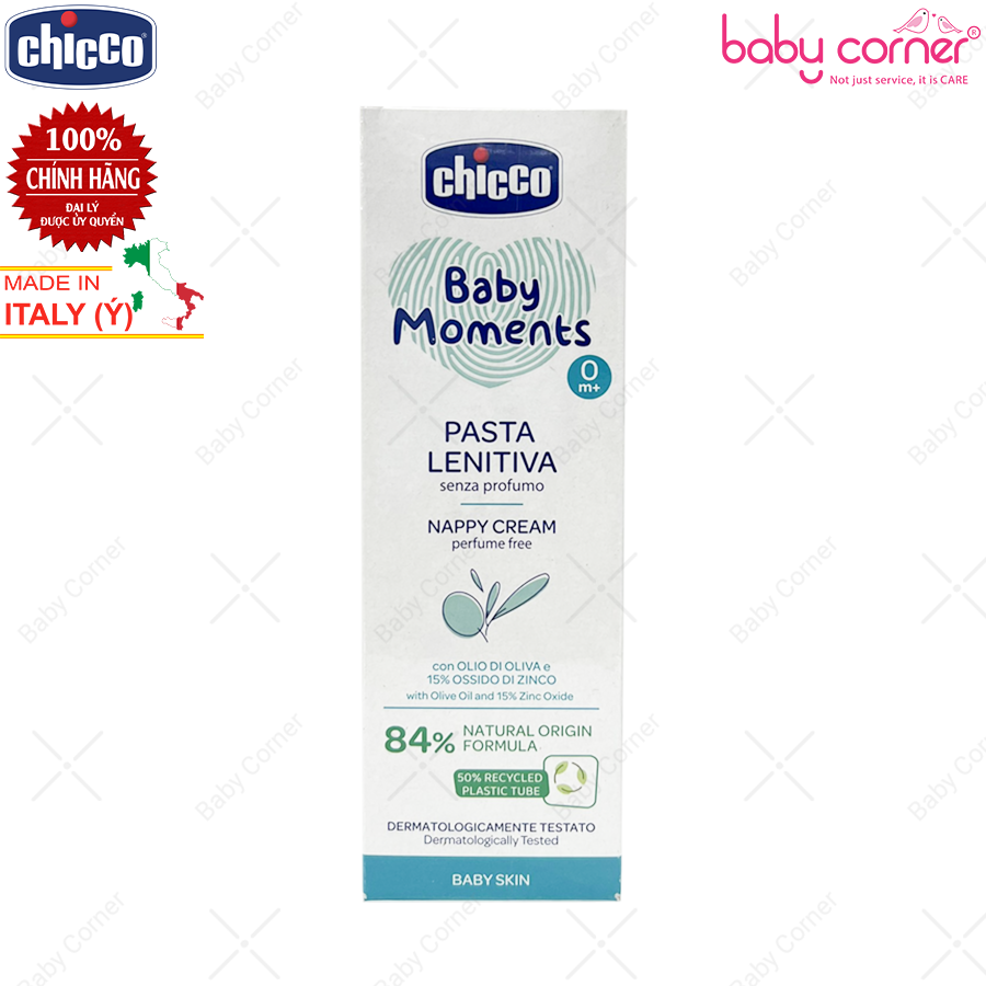 Kem Chống Hăm Dưỡng Da 3 Tác Động Chicco Baby Moments Nappy Cream, cho Bé Từ 0 Tháng, 100ml (Chính Hãng)