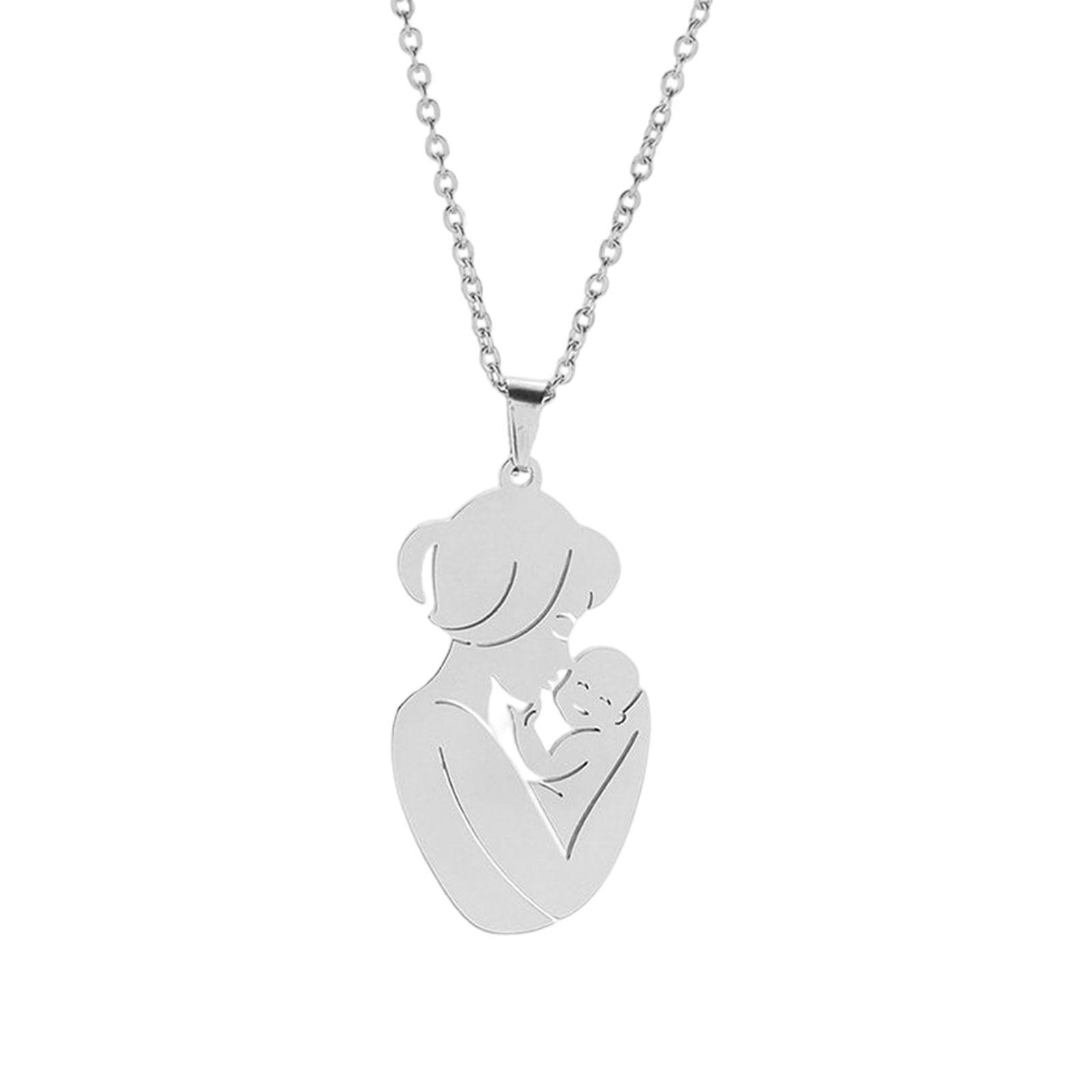 Mom And Baby Pendant Necklace Jewelry Manual Mirror Polishing Process Sweater Chain Women Mother's Day Gift Wife Mother Gift for Anniversary