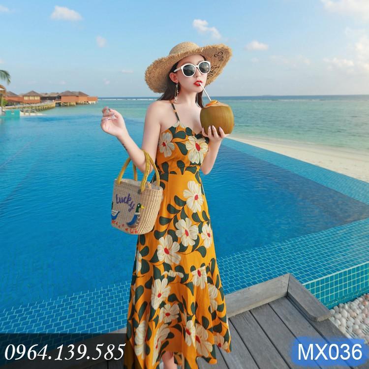 đầm maxi 2 dây đi biển hở lưng điệu đà đẹp như hình