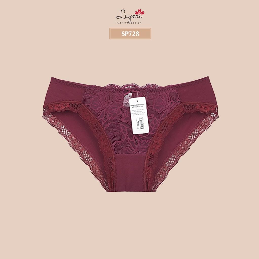 Quần Lót Nữ Cotton Phối Ren Cạp Vừa LUPERI SP728 Dáng Bikini Thiết Kế Không Lằn Mông Kháng Khuẩn Khử Mùi Tốt