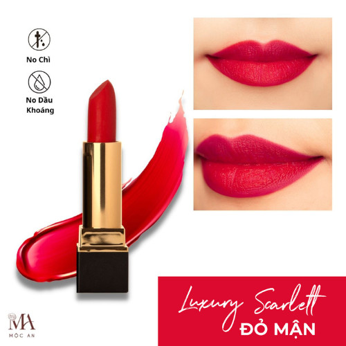 Son Lì Dưỡng Nhẹ Môi Luxury Mộc An Không Chứa Chì Giúp Dưỡng Hồng Bền Màu 4G - Scarlett Đỏ Mận