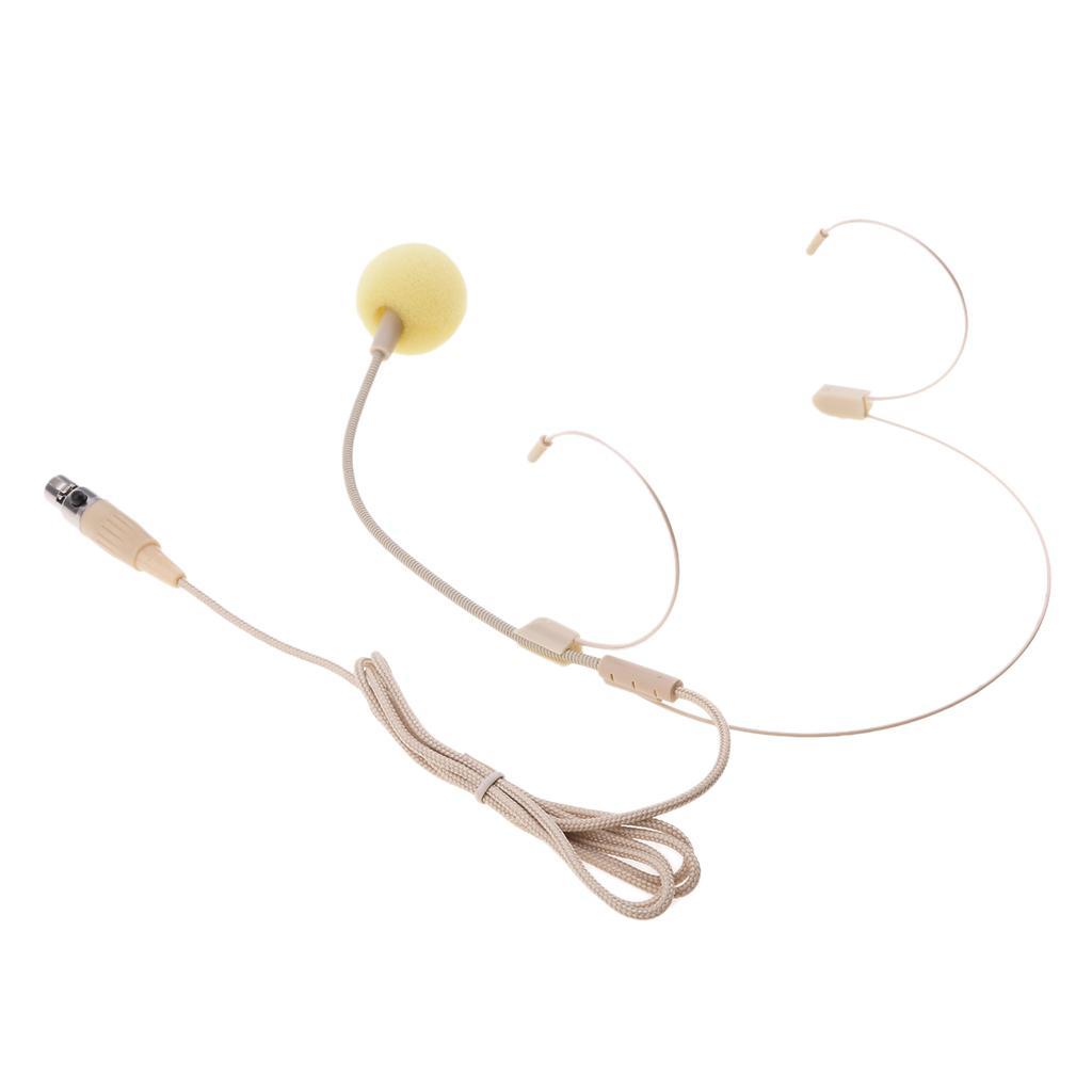 4xDouble Ear Hook Wired Headset Headworn Microphone Beige XLR 4Pin