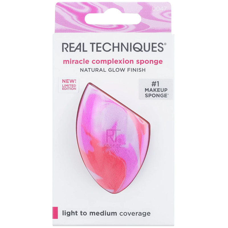 Mút tán nền hồng neon hộp giấy Real Techniques
